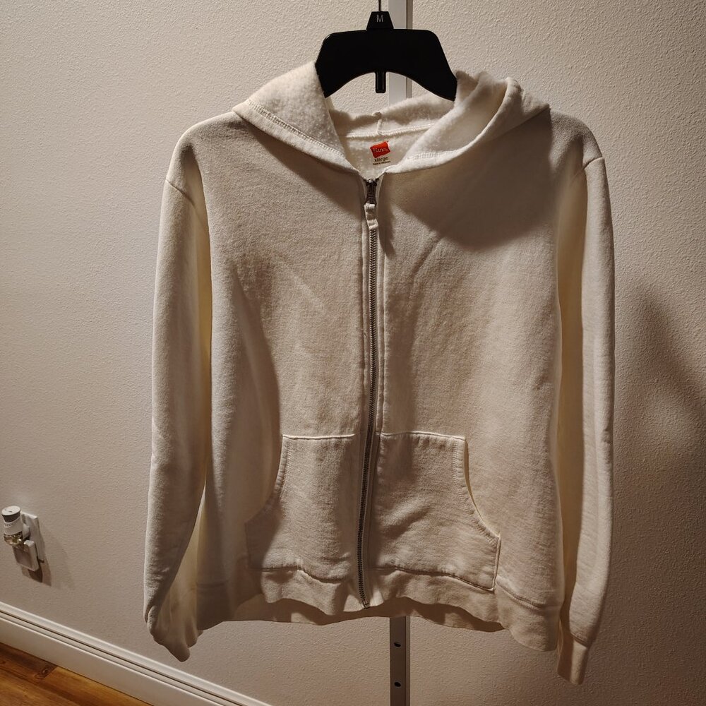 Hanes Women's White Hoodie Hooded Jacket Size XL Full Zipper in Front - Picture 5 of 11